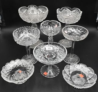 Eight American Brilliant Cut Glass Compotes