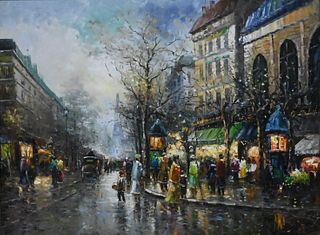 Large Framed Paris Street Scene