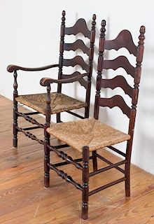 Ladder Back Chairs, Two (2)