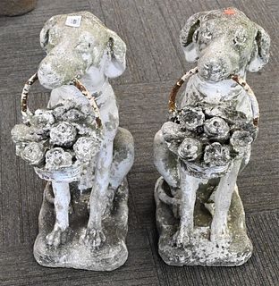 Pair of Outdoor Cement Dog Figures