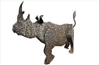 Life Size Outdoor Steel Figure of a Rhino
