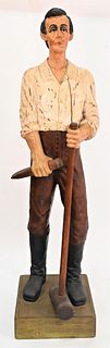 Armand Lamontagne Carved Wood Sculpture of Young Abraham Lincoln