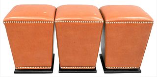 Set of Three Contemporary Leather Stools