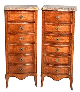 Pair of Louis XV Inlaid Lingerie Cabinets