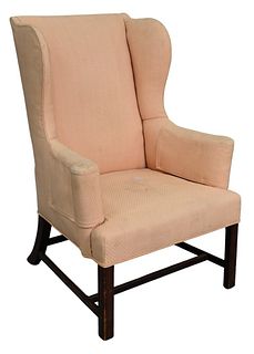 Chippendale Mahogany Upholstered Wing Chair