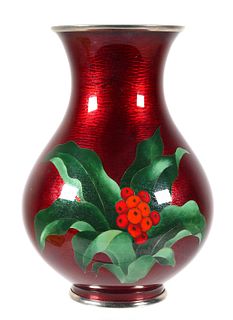 Vintage Japanese Red Ginbari Vase