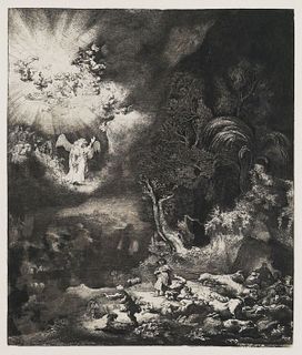 Rembrandt, Angel Appearing to the Shepherds, After