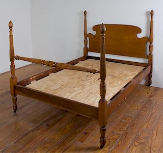Maddox Tables Tiger Maple Four Post Bed