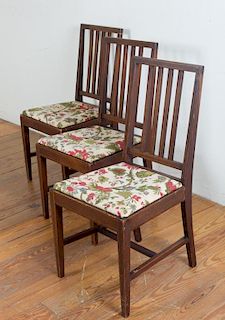 Mahogany Slat Back Side Chairs, Three (3)