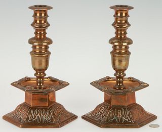 Pair Continental Baroque Bronze Candlesticks