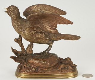 French Bronze Bird Sculpture, E Delabrierre