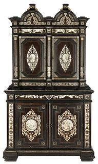 Italian Renaissance Style Inlaid Ebony Cabinet, poss. Jackson & Graham 