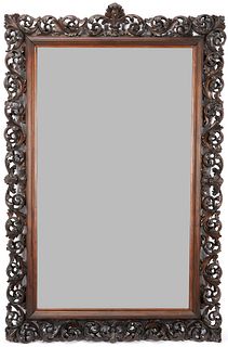 Monumental Continental Black Forest Carved Mirror