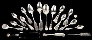 34 Pcs. Early Sterling & Late Coin Silver Flatware