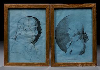 Attributed to James Sharples, Sr. (Anglo/American, 1751/52-1811) Two Profile Sketch Portraits of Gentlemen in Late 18th Century Costume