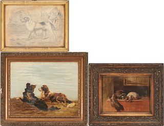 3 English or American Dog Related Artworks, incl. Florence Waterhouse