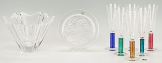 8 Art Glass & Crystal Items, incl. Union Street Glass, Orrefors, Lalique