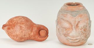 2 Olen Bryant Sculptures, Face Vase and Nude Female