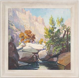 Bela Horvath O/B Landscape Painting, Near Tuscon in Park