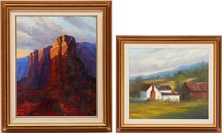 2 Darryl Steele O/C Landscape Paintings, incl. Western & Farmscene