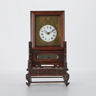 Yu Chang Chinese Double Fusee Rosewood Clock