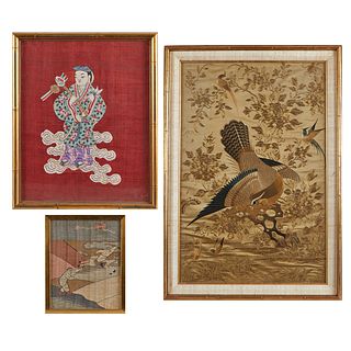 3 Chinese Textiles Embroidery and K'ossu Kesi