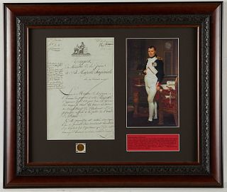 Napoleon Signed Military Letter w/ Gold Franc