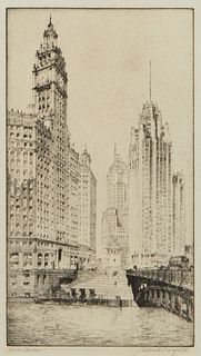S. Chester Danforth "Three Towers" Etching