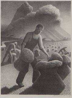 Grant Wood "Approaching Storm" Lithograph