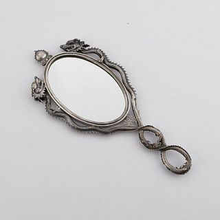 Chinese Export Sterling Silver Hand Mirror