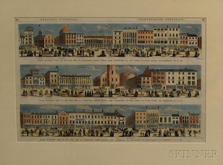 Framed Double-page "Grand Panoramic View of the East Side of Washington Street,   Boston,"