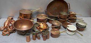 Large Lot of Antique Copper Cooking Items