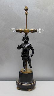 Antique Bronze Cherub Figure Mounted as a Lamp.