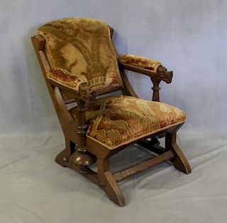 Victorian Walnut & Velvet Upholstered Chair