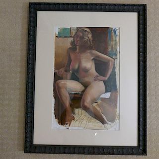 NUDE WATERCOLOR PAINTING, FRAMED