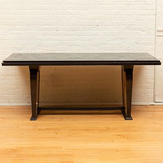 Jean Pascaud Ebonized Wood and Parchment Table 