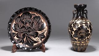 Two Chinese Cizhou Glazed Ceramics