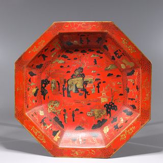 Chinese Lacquer-Imitating Porcelain Charger