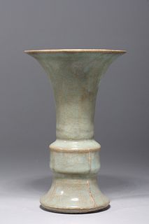 Chinese Crackle Glazed Celadon Porcelain Beaker Vase