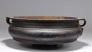Antique Southeast Asian Bronze Low Bowl