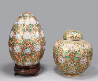 Two Chinese Enameled Cloisonne Pieces