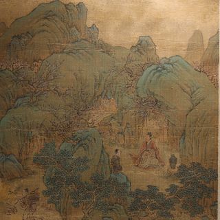 Antique Chinese Qing Dynasty Painting on Silk