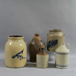 Five Stoneware Vessels
