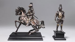 Two Italian Sterling Silver Weighted Knights by Magrino