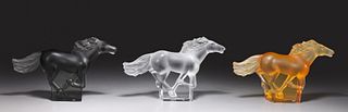 Group of 3 Lalique Glass Horse Figurines