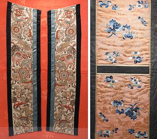 Two Antique Chinese Framed Silk Embroideries
