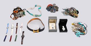 Vary Large Group of Costume Jewelry, Belts & Watches