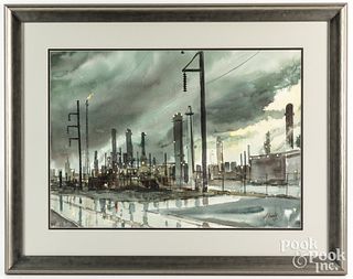 William Early watercolor industrial landscape