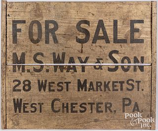 Trade sign for M.S. Way & Son West Chester, Pa