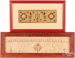 Two Pennsylvania embroideries, 19th c.